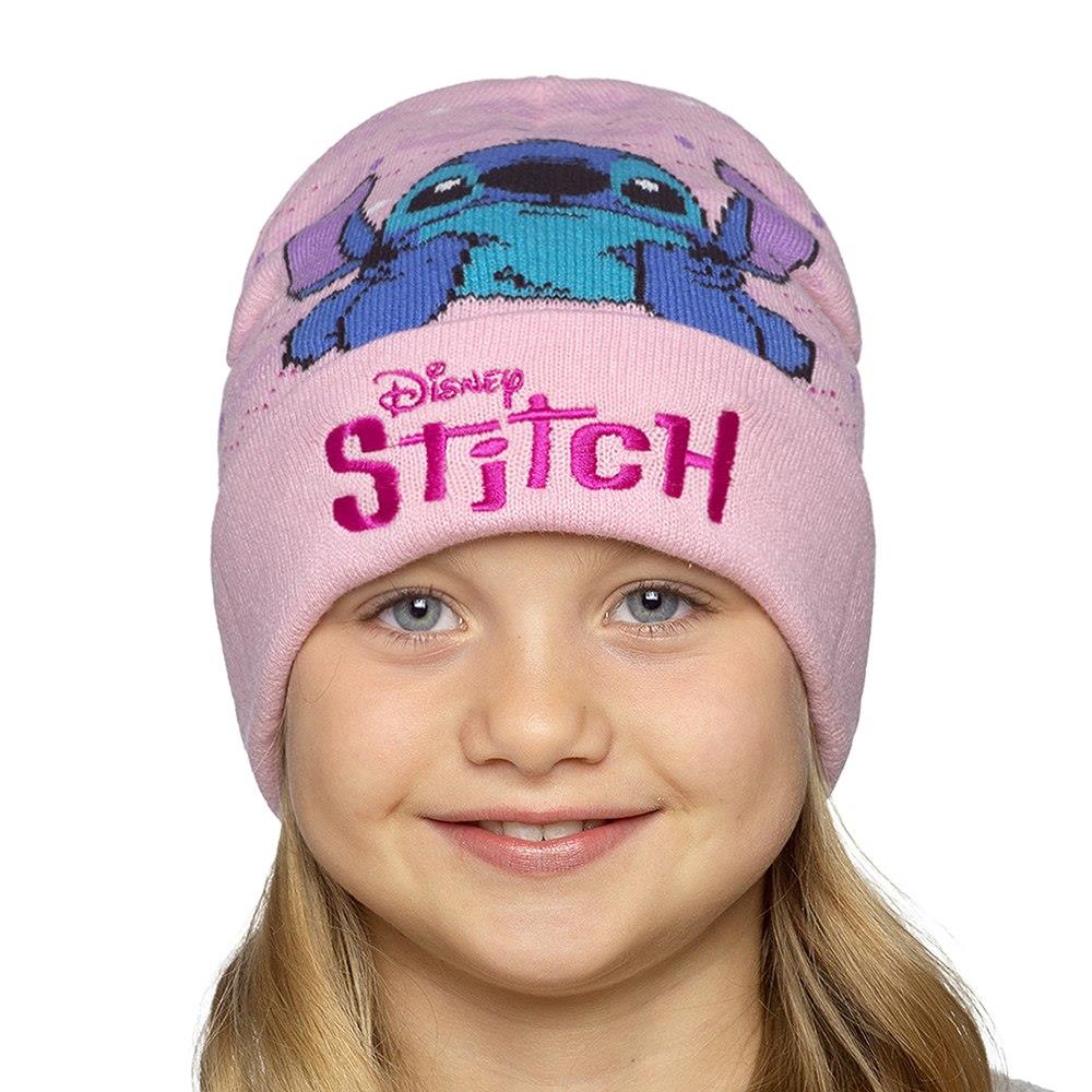 Disney Stitch Girls Pink Jacquard Knitted Beanie Winter Hats 2 Pack One Size