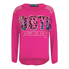 Kids Girls #OOTD Print Long Sleeves Top & Matching Fashion Legging Set 7-13 Year