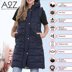Ladies Oversized Gilet Long Line Style Jacket Long Sleeveless Fashion Women Coat