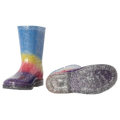 A2Z 4 Kids Girls Rainbow Rain Boots Glitter Multicolour PVC Wellington Wellies