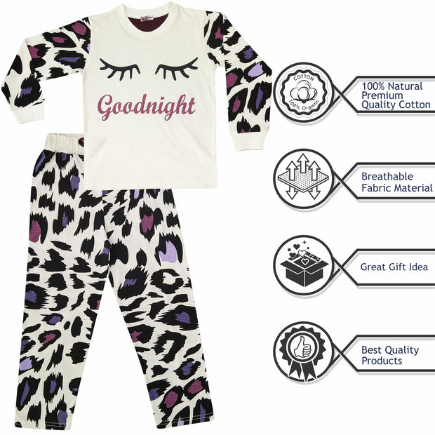 Kids Girls Good Night Print Pyjamas Set - A2Z 4 Kids