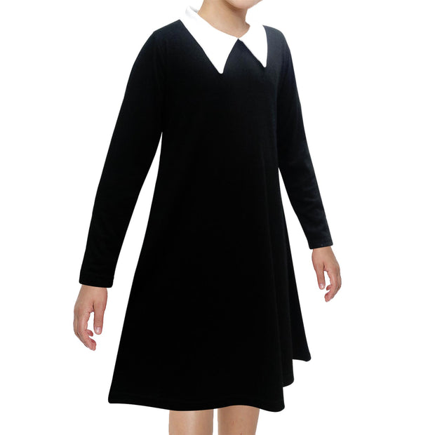 A2Z 4 Kids Girls Swing Dress Long Sleeves Peter Pan Collar Party Fashion Flared Dress Kids Gothic School Girl Uniform Dresses Age 5-6 Years, 7-8 Years, 9-10 Years, 11-12 Years And 13 Years - A2Z 4 Kids