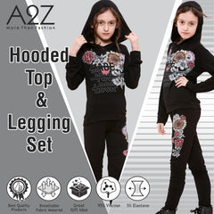 Girls Top Kids Made You Look Print Long Sleeves Hooded Top & Legging Set 5-13 Yr