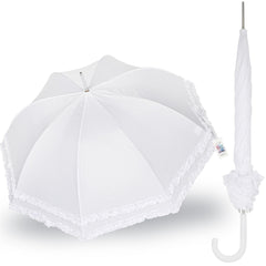 A2Z Ladies Bridal Umbrella Wedding Brolly Double Ruffle Lace Walking Dome Canopy