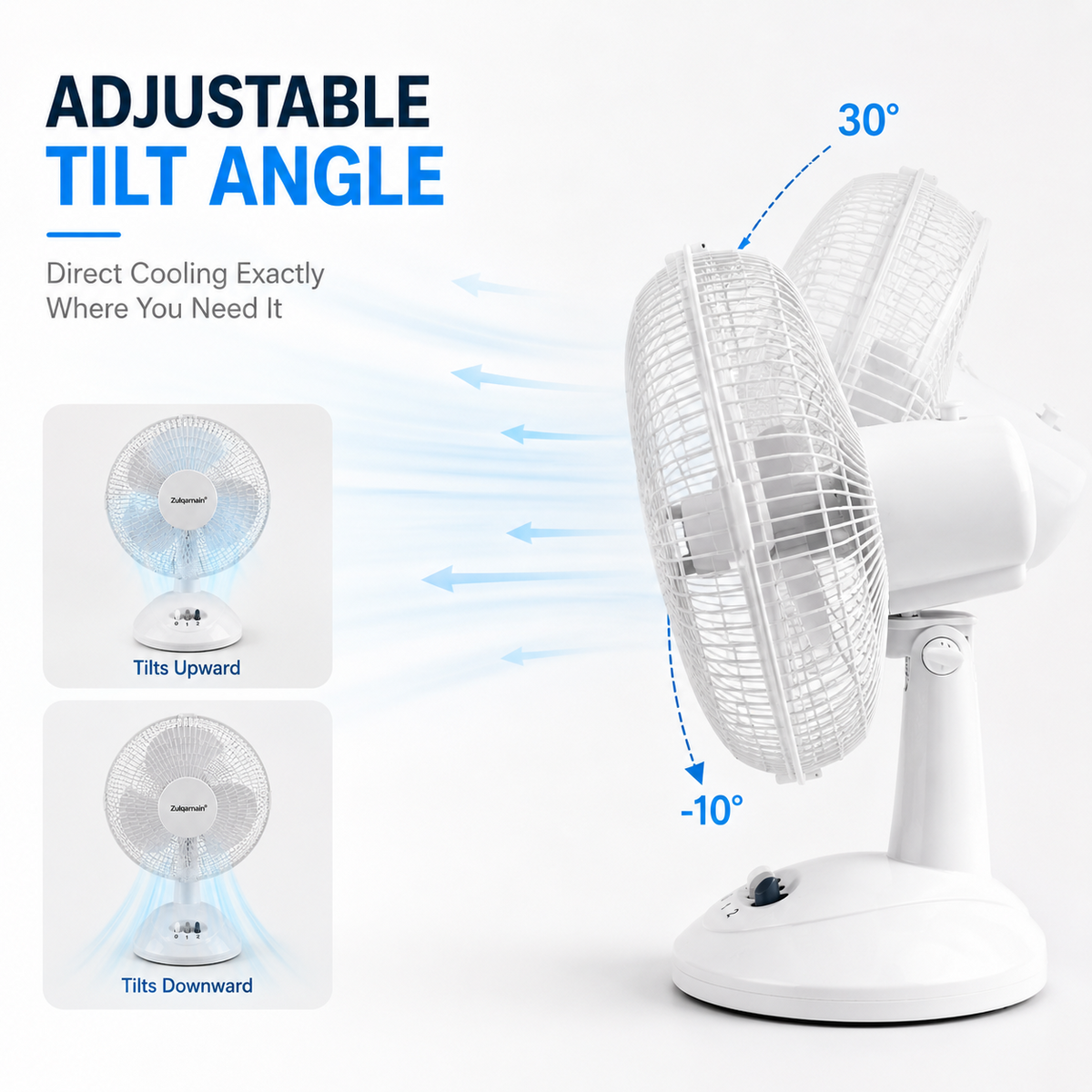 9 Inch Desk Fan with Oscillation and Tilt Angle Design with 2 Speed Settings