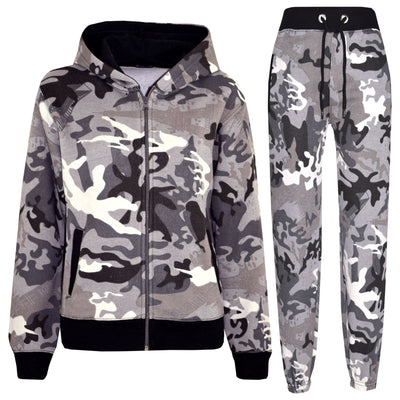 A2Z 4 Kids® Kids Tracksuit Boys Girls Designer's Charcoal Camouflage Print Zipped Top Hoodie & Botom Jogging Suit Age 5 6 7 8 9 10 11 12 13 Years - A2Z 4 Kids