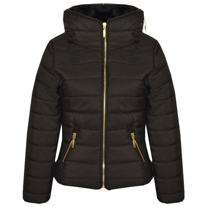 A2Z 4 Kids Girls Jacket Kids Stylish Padded Black Puffer Bubble Fur Collar Quilted Warm Thick Coat Jackets Age 3 4 5 6 7 8 9 10 11 12 13 Years