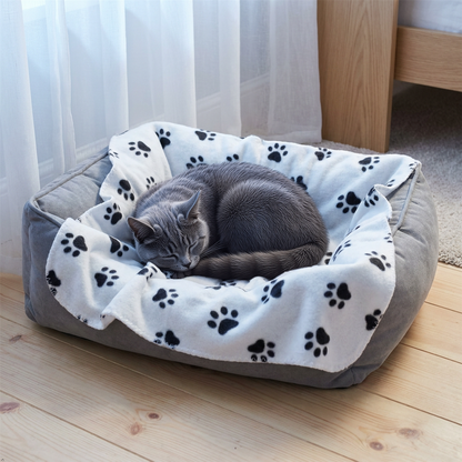 A2Z Cosy Fleece Pet Blanket 70 x 70 cm Soft Paw Print Polyester Mat