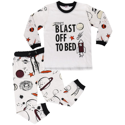 Kids Girls Blast Off To Bed Print Pyjamas Set