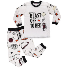 Kids Girls Blast Off To Bed Print Pyjamas Set