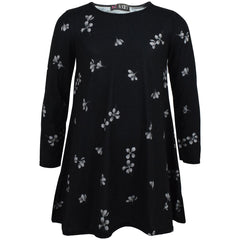 Kids Girls Swing Dress Long Sleeves Black Floral Party Fashion Summer Dresses