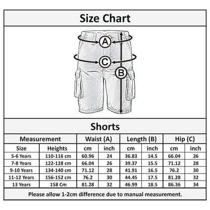 A2Z 4 Kids Cargo Shorts Combat Multi Pocket Lightweight Trendy Cotton 5-13 Years