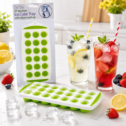A2Z 21 Cube Ice Tray Silicone Push Up Easy Release Freezer Ice Mould PP TPR