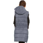 A2Z Kids Girls Down Vest Fashion Oversized Grey Hooded Quilted Gilet Padded Long Line Vest Jacket Long Sleeveless Coat Urban Winter Wear Age 7-13 Years