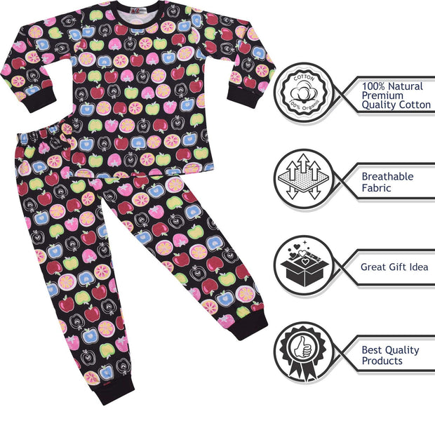 A2Z 4 Kids Girls Boys Fruit Print Children PJs 2 Piece Cotton Set Lounge Suit Nightwear Sleepwear Unisex Top Bottom Pyjamas Loungewear Dress Up Outfit Set Gifts for Children Girls Boys Age 2-13 years - A2Z 4 Kids