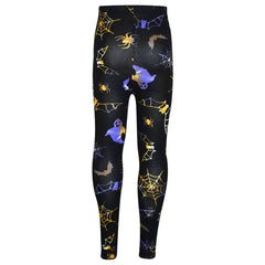 Girls Halloween Legging Spider Web Skull Print Leggings Fancy Costume 3-13 Years