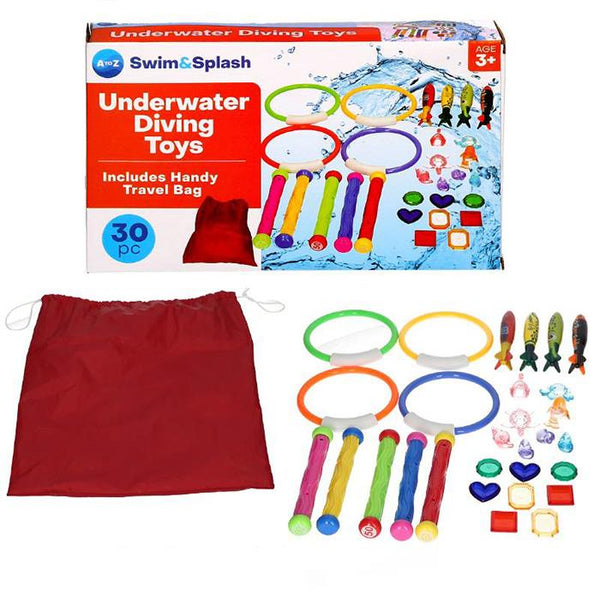 A2Z 4 Kids Pool Underwater Diving Toys 30 Pcs Set Fun Interactive Pool Games