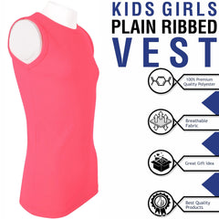 Girls Ribbed Vest  Kids Stylish Top Fashion T Shirt Age 5 6 7 8 9 10 11 12 13 Yr