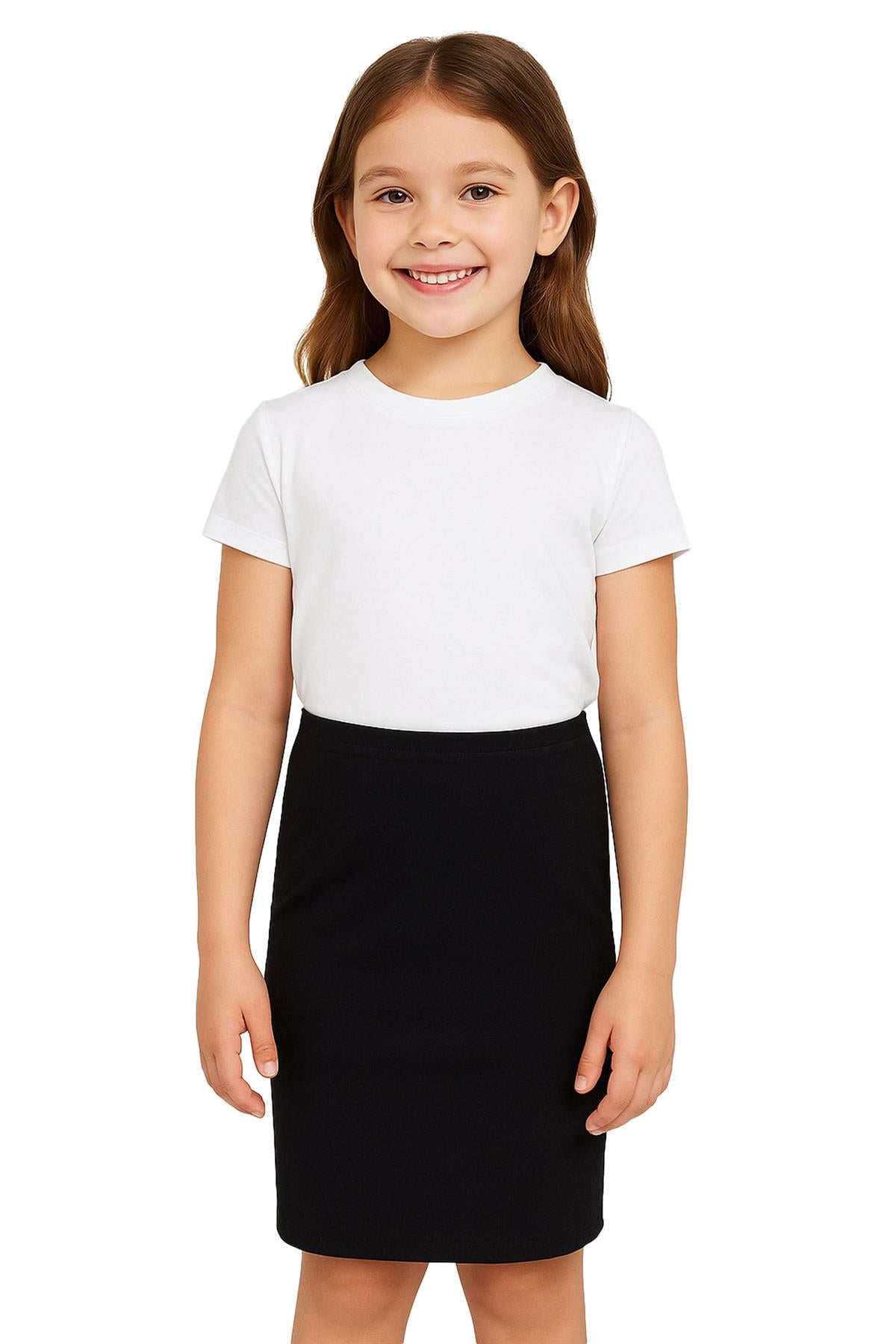 Kids Girls Plain Pencil Skirt Trendy Summer Clothing Sets Age 5-13 Years