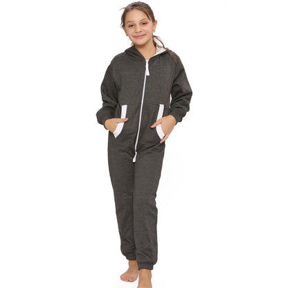 A2Z Onesie One Piece Kids Charcoal Pyjamas Sleepsuit Costume Girls & Boys 5-13 Y