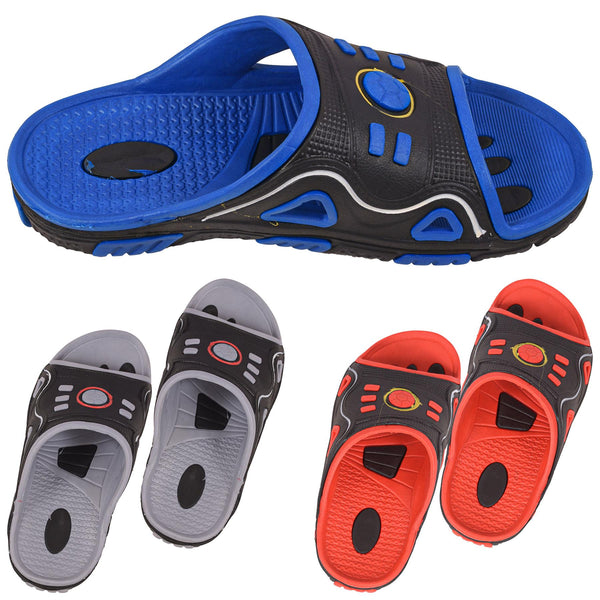 Mens Open Toe Sliders Slip On Beach Sandals Anti-Slip Pool Slides House Slippers