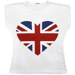 Kids Girls T Shirts England Football World Cup Heart Print Top & Tees 5-13 Yrs