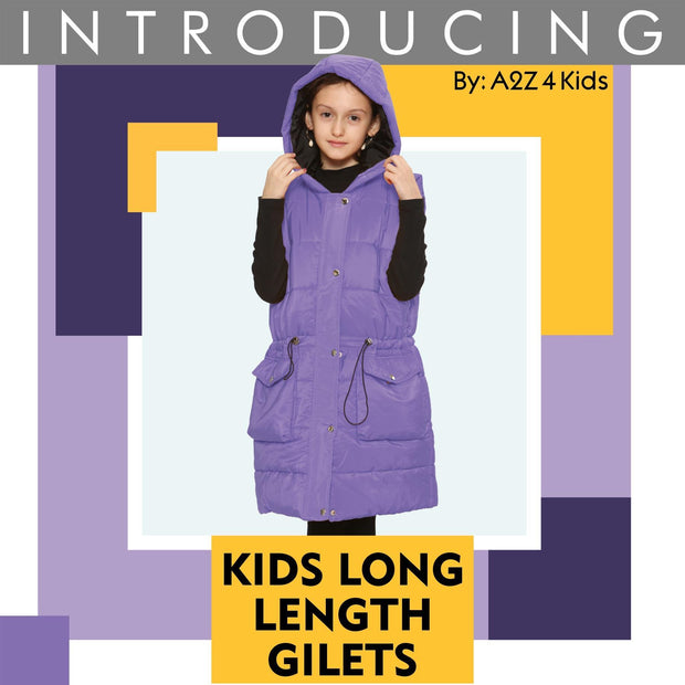 Kids Girls Fashion Oversized Gilet Long Line Jacket Long Sleeveless Coat 7-13 Yr