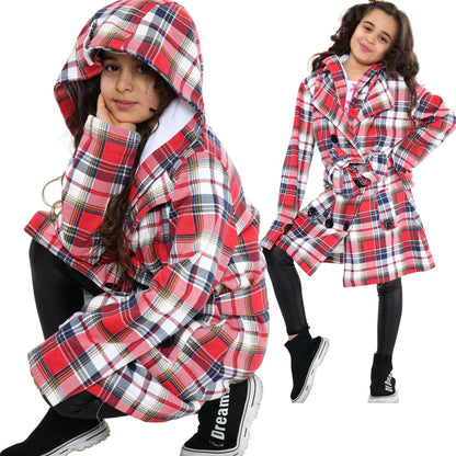 A2Z 4 Kids Parka Jacket Hooded Warm Jacket Oversized Belted Cuffs 5 -13 Years