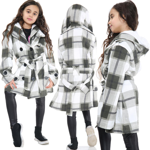 A2Z 4 Kids Parka Jacket Hooded Warm Jacket Oversized Belted Cuffs 5 -13 Years