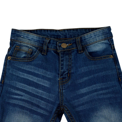 Kids Boys Stretchy Jeans Knee Ripped Denim Skinny Bikers Pants Slim Trouser 5-13