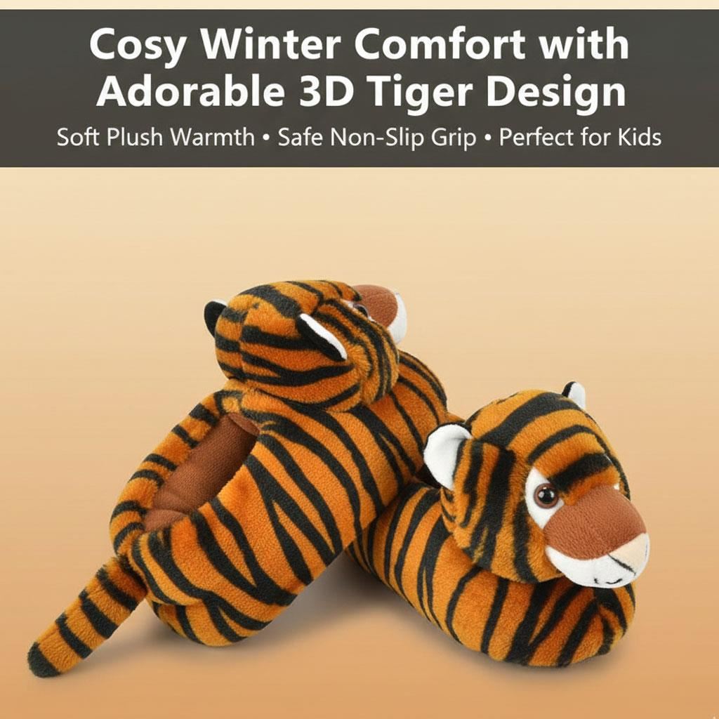 A2Z 4 Kids Boys Girls Cute Animal Slippers Non-Slip Winter Plush Warm Baby Shoes