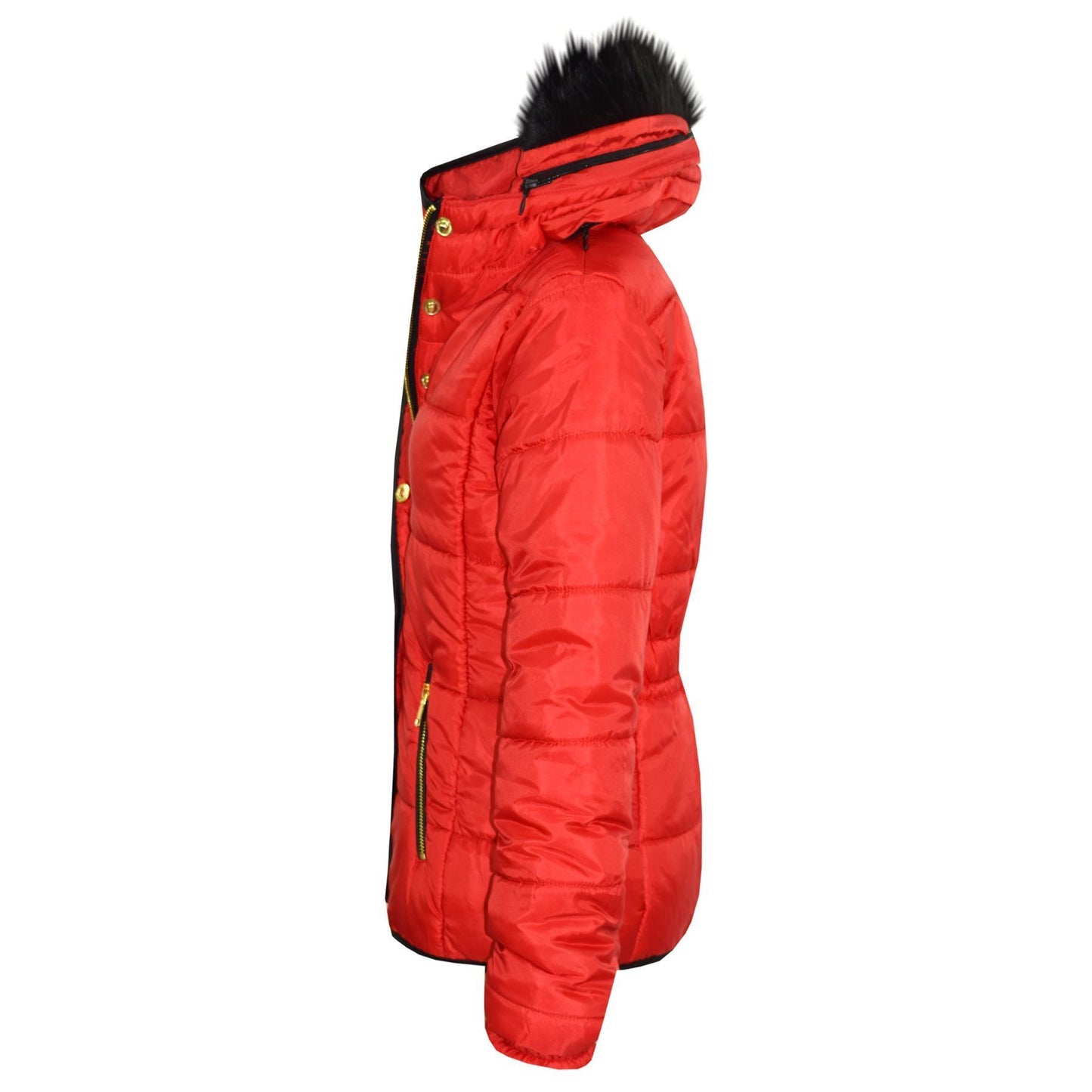Kids  Girls Padded Puffer Quilted Coat Faux Fur Collar For  Girls Age 3-13 Years