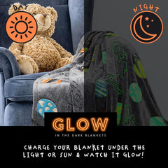 A2Z 4 Kids Girls Boys Blanket Space Glow in The Dark Throw Fluffy Planet Blanket