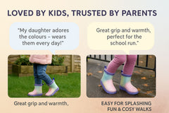 Kids Girls Warm Lined Gradient Rain Boots Waterproof PVC Wellington Winter Shoes