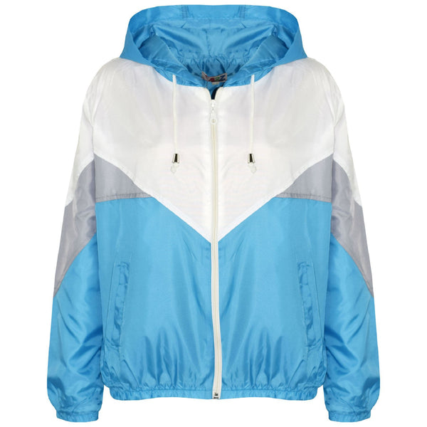 A2Z 4 Kids Windbreaker Turquoise Waterproof Raincoat Jackets Contrast Panels Shower Resistant Lightweight Hooded Coat Girls Boys Age 5-13 Years