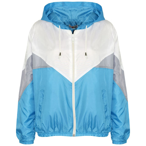 A2Z 4 Kids Windbreaker Turquoise Waterproof Raincoat Jackets Contrast Panels Shower Resistant Lightweight Hooded Coat Girls Boys Age 5-13 Years