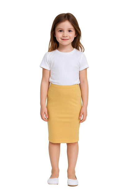 Kids Girls Plain Pencil Skirt Trendy Summer Clothing Sets Age 5-13 Years