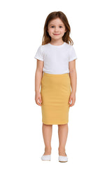 Kids Girls Plain Pencil Skirt Trendy Summer Clothing Sets Age 5-13 Years
