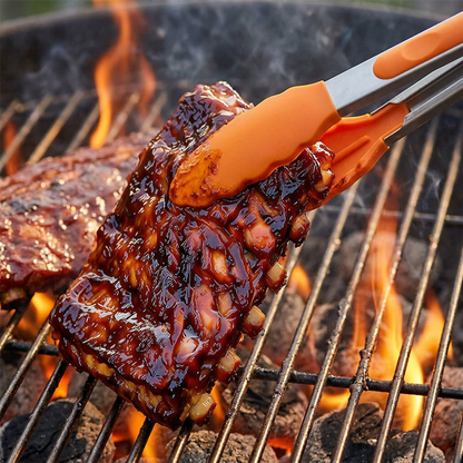 Silicone Grip Tongs Pack of 3 Heat Resistant Kitchen BBQ Cooking Serving Tongs