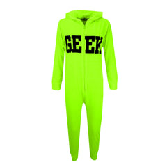 Kids Girls Boys GEEK Print A2Z Onesie One Piece Summer Jumpsuit PJ's 7-13 Years