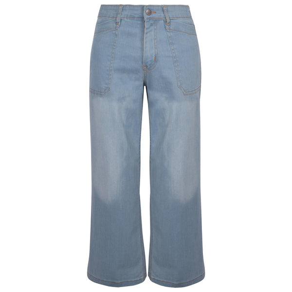 Kids Girls Palazzo Wide Leg Stretchy Denim Jeans Flared Fashion Baggy Pants 5-14