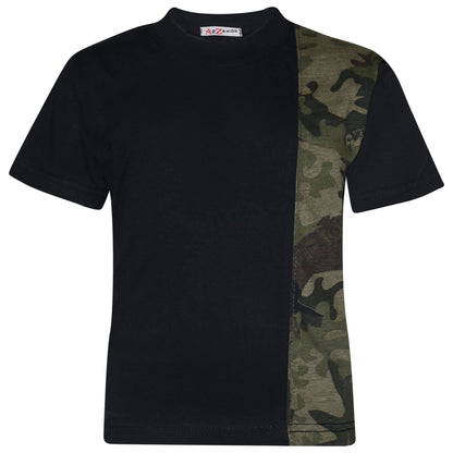 Kids Boys T Shirt Shorts 100% Cotton Contrast Panel Top Summer Short Set 5-13 Yr