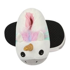 Kids 3D Animal Slippers Soft Plush Non Slip Sole Tiger Leopard Unicorn Shoes