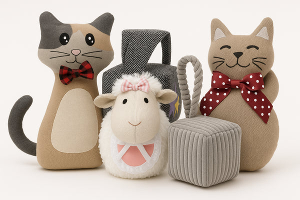 Star Cube Door Stopper with Handle Herringbone Design Sand Filled Door Holder