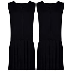 Kids 2 Pack Girls School Uniform Pinafore Dress Zip Up Pleated School Dress 3-14