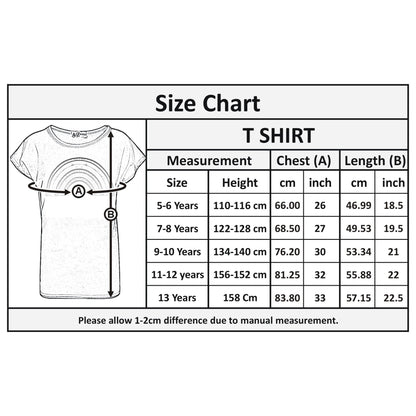Girls T Shirt Kids Rainbow Print Stylish Round Neck T Shirt Tank Top & Tees 5-13
