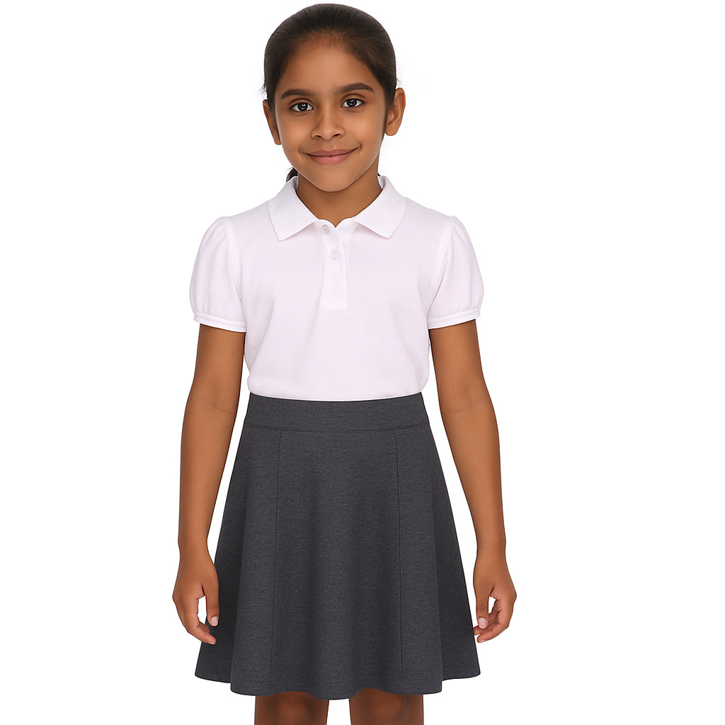 Kids Girls Plain School Uniform Skirt Elasticated Fit Summer Skater Skirts