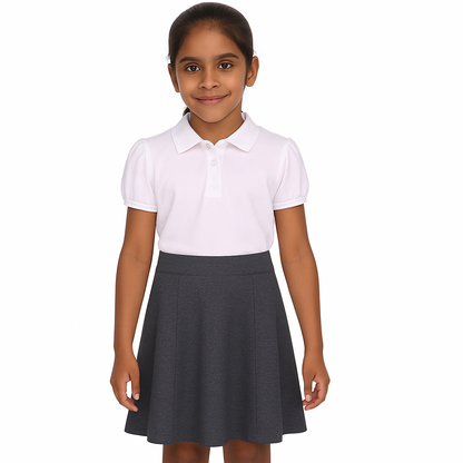 Kids Girls Plain School Uniform Skirt Elasticated Fit Summer Skater Skirts