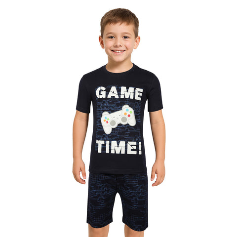 A2Z 4 Kids Game Time Navy Pyjama Set Contrast Colour PJS Matching Top Bottom Pyjamas Comfy Loungewear Dress Up Outfit Set Gifts for Children Girls & Boys Age 5-13 years