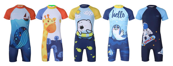 Kids Boys Girls One Piece Swimsuit Narwhal Astronaut Swimming suit Ages 2-14